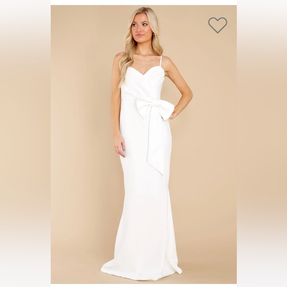 White Maxi Bridal Shower Dress with Bow from Red Dress size M new with tags - Picture 2 of 16